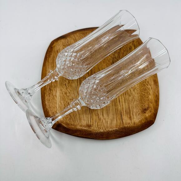 Cristal D'arques Longchamps Collection Stemware Champagne Flute Glass Set of 2 - Picture 3 of 5